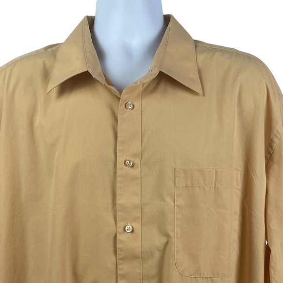 Imani Uomo Long Sleeve Button Down Shirt Men's XXL (18-18.5 34/35) Yellow Gold - Picture 4 of 8